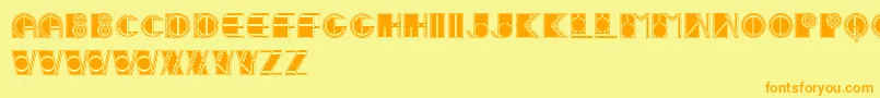 フォントIvanLinearFilled – オレンジの文字が黄色の背景にあります。