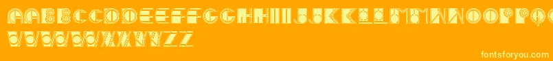 IvanLinearFilled-Schriftart – Gelbe Schriften auf orangefarbenem Hintergrund