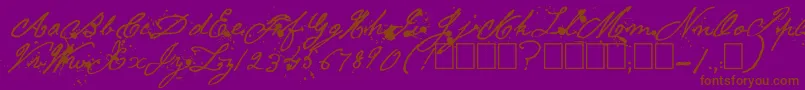 WarLetters-Schriftart – Braune Schriften auf violettem Hintergrund