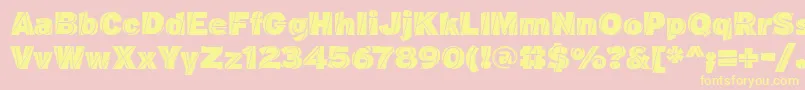 J M Nexus Black-Schriftart – Gelbe Schriften auf rosa Hintergrund