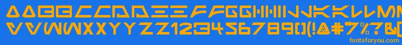 フォントJabba the Font Regular – オレンジ色の文字が青い背景にあります。