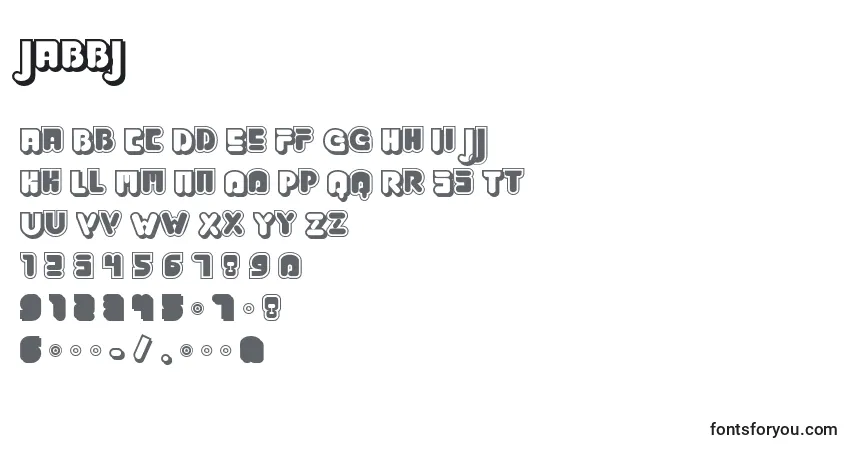 A fonte JABBJ    (130582) – alfabeto, números, caracteres especiais