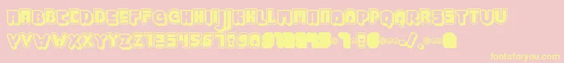 JABBJ   -fontti – keltaiset fontit vaaleanpunaisella taustalla