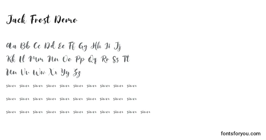Schriftart Jack Frost Demo – Alphabet, Zahlen, spezielle Symbole