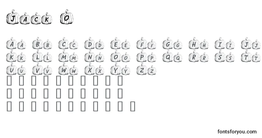 Schriftart Jack O – Alphabet, Zahlen, spezielle Symbole