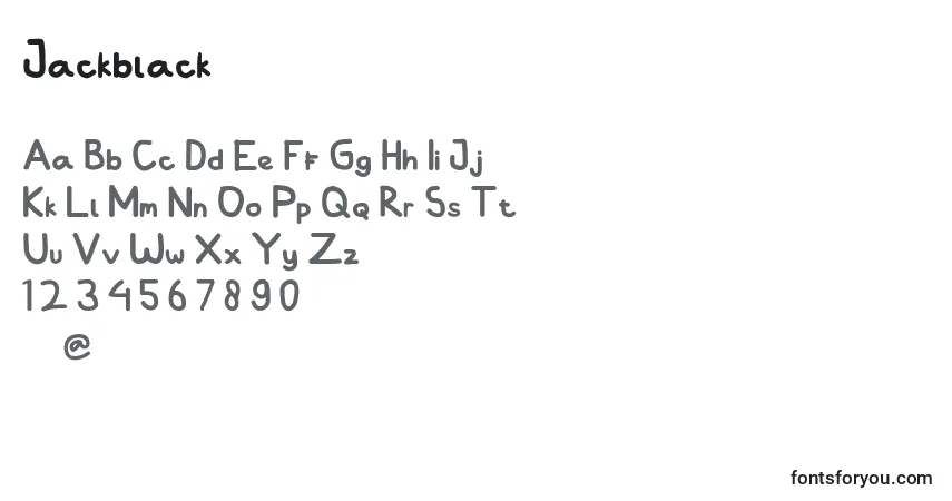 A fonte Jackblack – alfabeto, números, caracteres especiais