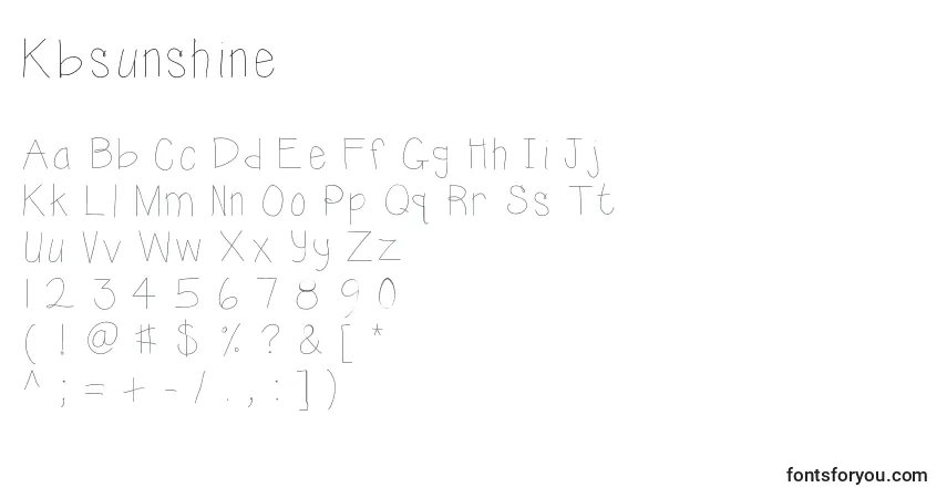 A fonte Kbsunshine – alfabeto, números, caracteres especiais
