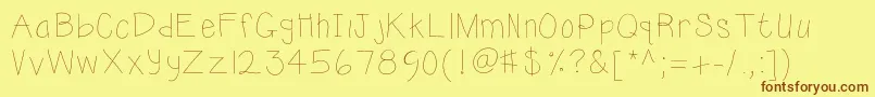 Kbsunshine-Schriftart – Braune Schriften auf gelbem Hintergrund