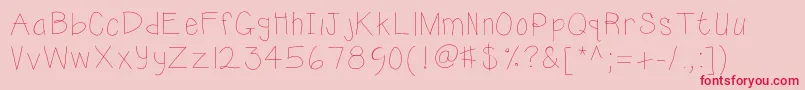 Fonte Kbsunshine – fontes vermelhas em um fundo rosa