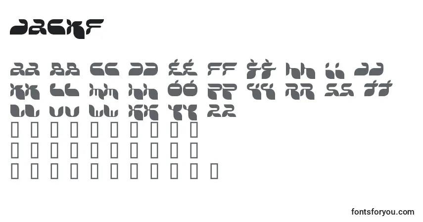 A fonte JACKF    (130590) – alfabeto, números, caracteres especiais