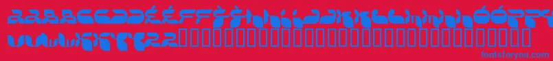 JACKF   -Schriftart – Blaue Schriften auf rotem Hintergrund