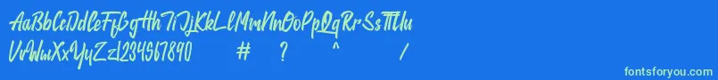 jackie Font – Green Fonts on Blue Background