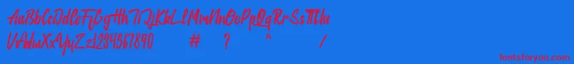 jackie Font – Red Fonts on Blue Background