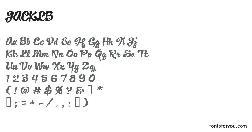 A fonte JACKLB   (130592) – alfabeto, números, caracteres especiais