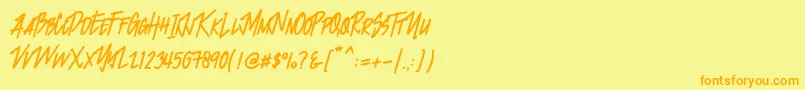 Fonte Jacklyen – fontes laranjas em um fundo amarelo