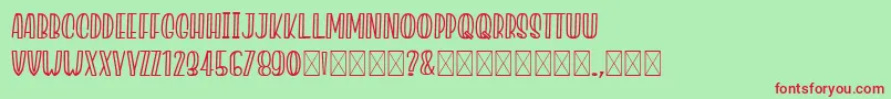 JacklynMilner-fontti – punaiset fontit vihreällä taustalla