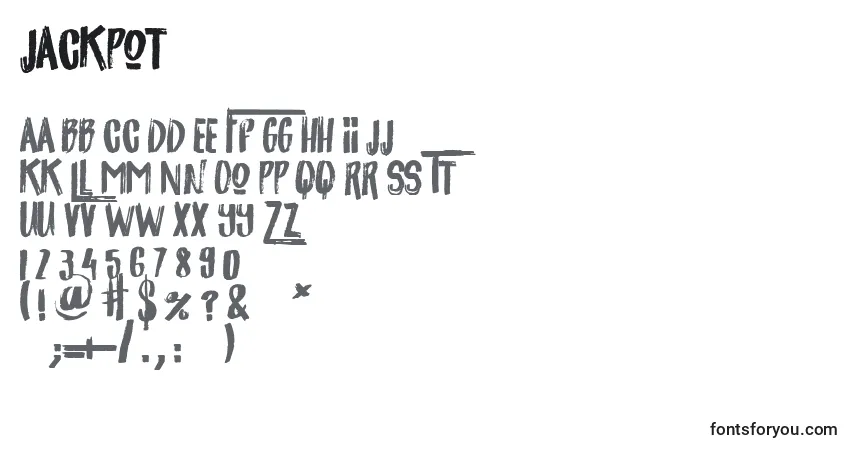 Schriftart Jackpot (130598) – Alphabet, Zahlen, spezielle Symbole