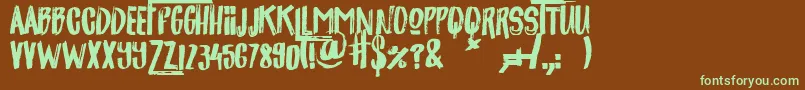jackpot-fontti – vihreät fontit ruskealla taustalla