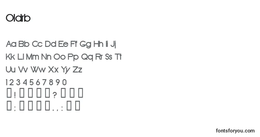 A fonte Oldrb – alfabeto, números, caracteres especiais