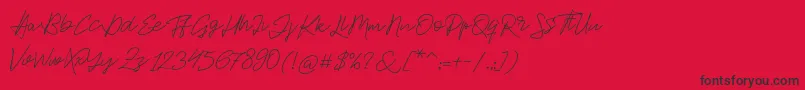 Jackson Script-fontti – mustat fontit punaisella taustalla