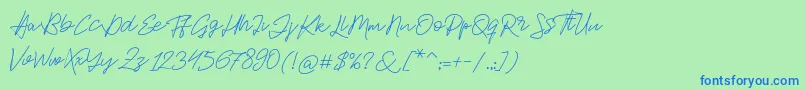Jackson Script-fontti – siniset fontit vihreällä taustalla