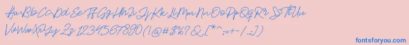フォントJackson Script – ピンクの背景に青い文字