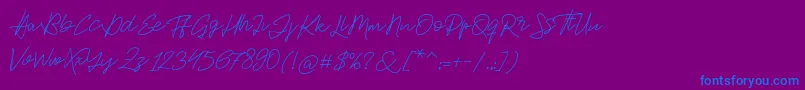 Fonte Jackson Script – fontes azuis em um fundo violeta