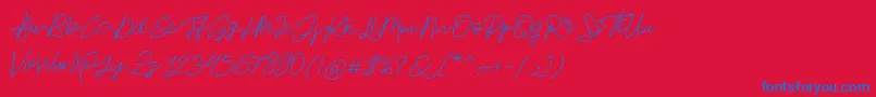 フォントJackson Script – 赤い背景に青い文字