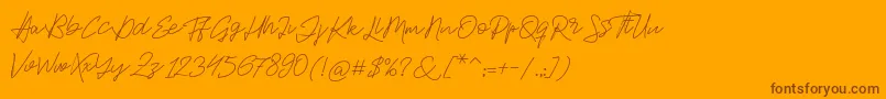 フォントJackson Script – オレンジの背景に茶色のフォント