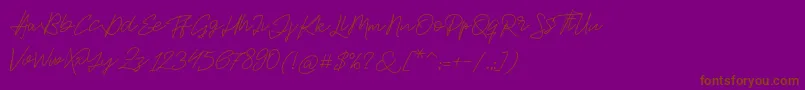 フォントJackson Script – 紫色の背景に茶色のフォント