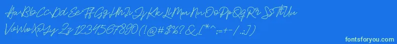 Jackson Script Font – Green Fonts on Blue Background