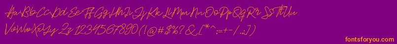 Jackson Script-fontti – oranssit fontit violetilla taustalla
