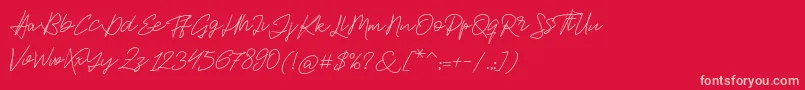 Jackson Script-fontti – vaaleanpunaiset fontit punaisella taustalla