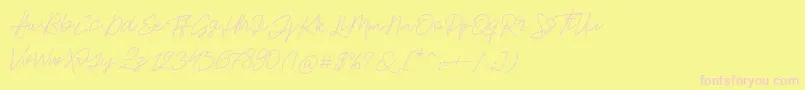Jackson Script-fontti – vaaleanpunaiset fontit keltaisella taustalla