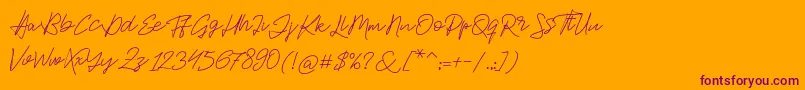Jackson Script Font – Purple Fonts on Orange Background