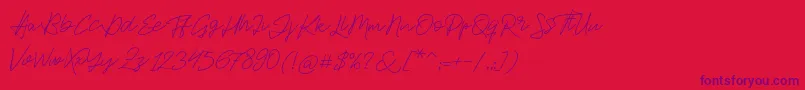 Fonte Jackson Script – fontes roxas em um fundo vermelho