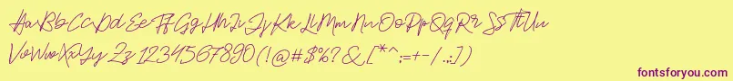 Jackson Script Font – Purple Fonts on Yellow Background