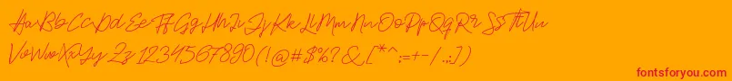 フォントJackson Script – オレンジの背景に赤い文字