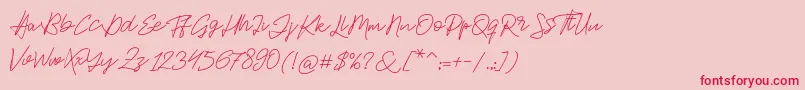 Jackson Script-fontti – punaiset fontit vaaleanpunaisella taustalla