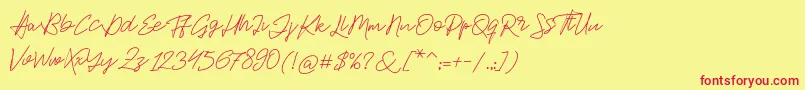Jackson Script-fontti – punaiset fontit keltaisella taustalla