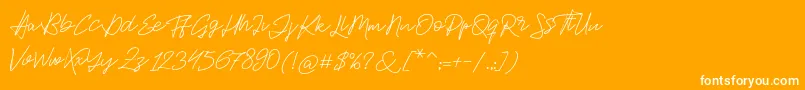 フォントJackson Script – オレンジの背景に白い文字