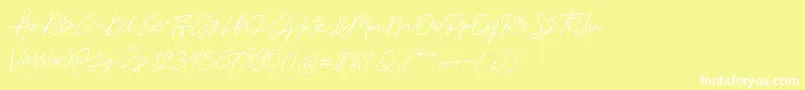 フォントJackson Script – 黄色い背景に白い文字