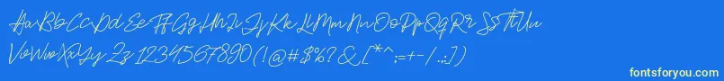 Jackson Script Font – Yellow Fonts on Blue Background
