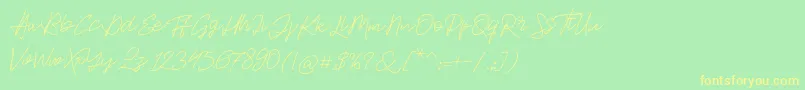 Jackson Script-fontti – keltaiset fontit vihreällä taustalla