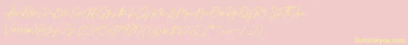 Jackson Script-fontti – keltaiset fontit vaaleanpunaisella taustalla