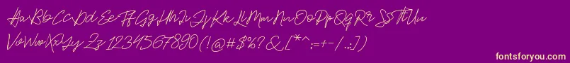 Jackson Script Font – Yellow Fonts on Purple Background