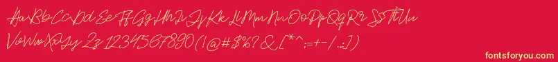 Jackson Script-fontti – keltaiset fontit punaisella taustalla