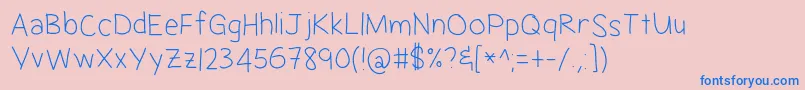 Jacquelyn sMessyHand Font – Blue Fonts on Pink Background
