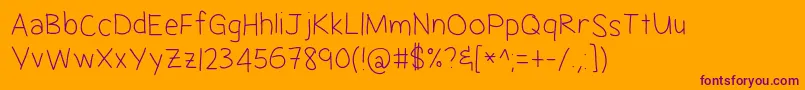 Jacquelyn sMessyHand Font – Purple Fonts on Orange Background