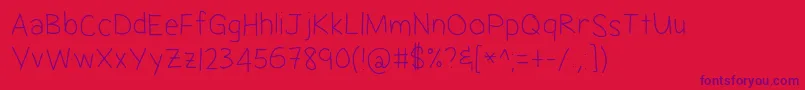 Jacquelyn sMessyHand Font – Purple Fonts on Red Background